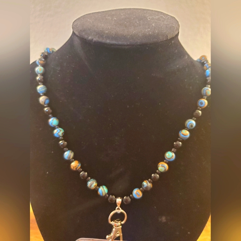 LANYARD/JEWELRY UNIQUE CUSTOM PIECE WITH SEMI PRECIOUS STONE